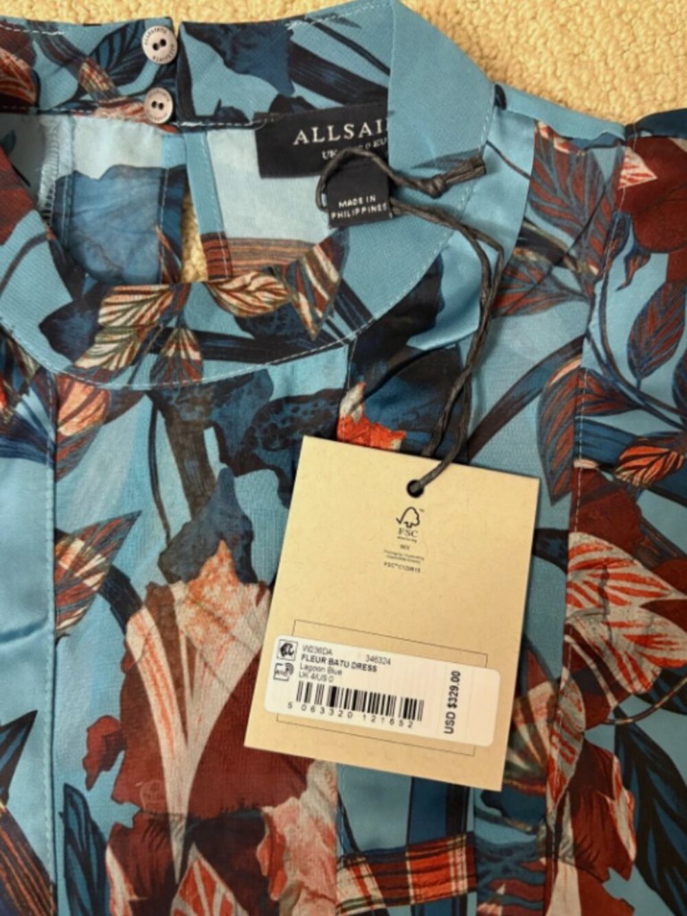 ALLSAINTS Fleur Batu Handkerchief Hem Dress MSRP$329 Timeless Elegance - Picture 8 of 12
